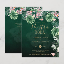 LeahG Boda de la hoja floral verde tropical