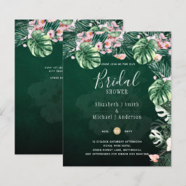 LeahG Boda de la hoja floral verde tropical