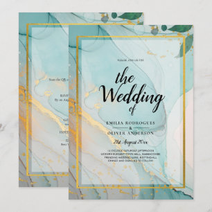 LeahG INVITACIÓN de boda con tinta azul verdoso de
