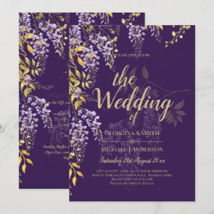 LeahG Invitación de Boda Floral WISTERIA Morado Do