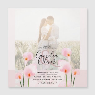 LeahG Pink Calla Lily FOTO Overlay Wedte Invite de
