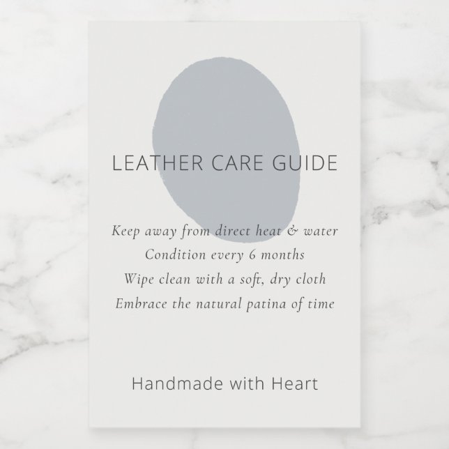 Leather Care Guide Slate Artisan 2x3 Custom Label (Etiqueta única)