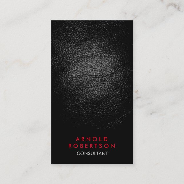 Leather Effect Black Red Consultor tarjeta de nego (Anverso)