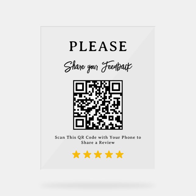Leave a Review QR Code Business Display Sign (Anverso)