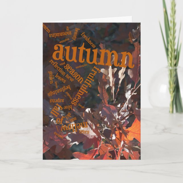 Leaves de roble rojo y tarjeta de acción de gracia (Anverso)