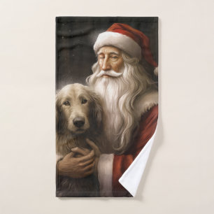 Lebrel afgano con Santa Claus Navidad Festiva