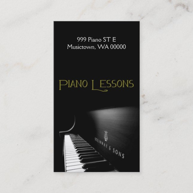 Lecciones de piano, instructor, tarjeta de present (Anverso)