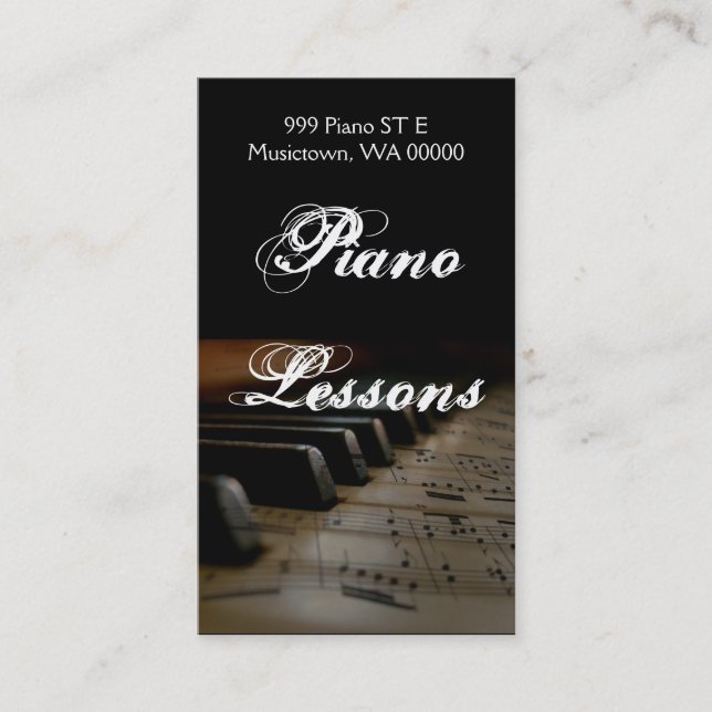 Lecciones de piano, instructor, tarjeta de present (Anverso)