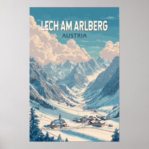 Lech am Arlberg Austria Ilustración Arte de Viaje