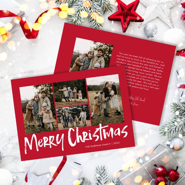 Lechado rojo moderno cinco fotos Feliz Navidad (Subido por el creador)