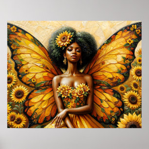 Leche afroamericana con arte afro y girasol