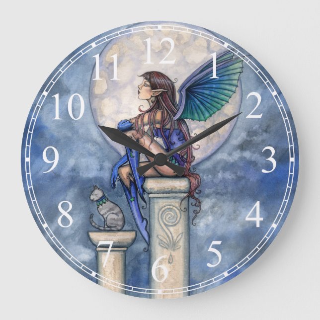 Leche azul índigo lunar y reloj de fantasía de gat (Anverso)