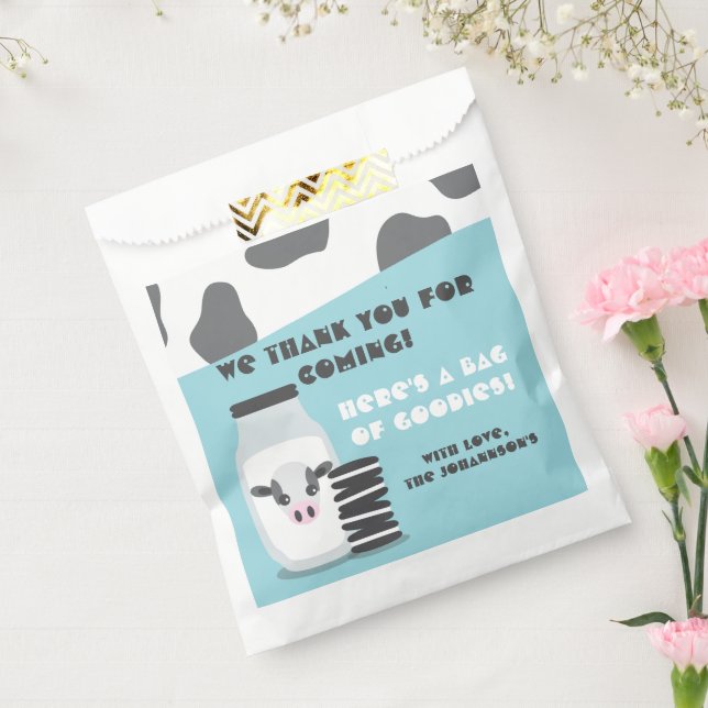 Leche de vaca AZUL y bolsas Baby Shower de cocina  (Sellado)