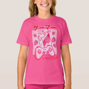 Leche divertida de la camisa de fresa japonesa Kaw
