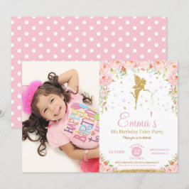 Leche floral rosada Primera invitación a fiesta de