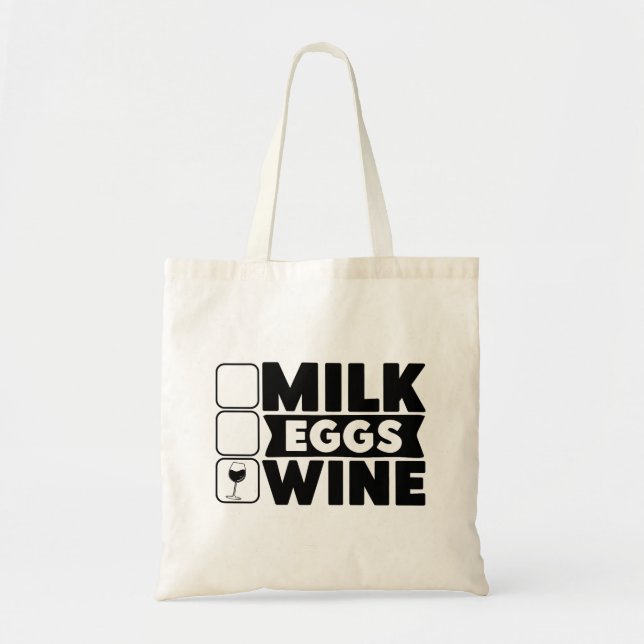 Leche, Huevos, Bolsa De Tote De Vino (Frente)