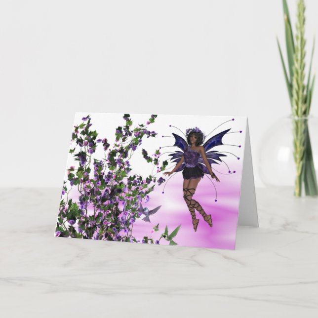 Leche morada con tarjeta de saludo Hummingbirds (Anverso)