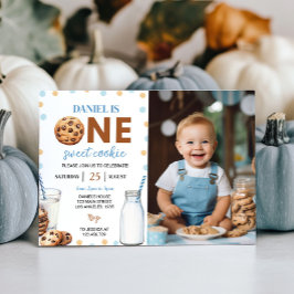 Leche Y Cookies Niño Invitación al primer cumpleañ
