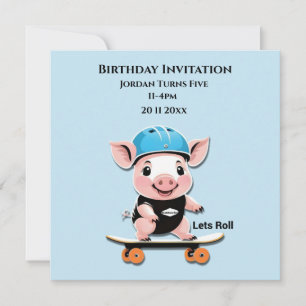 Lechón de invitaciones de cumpleaños Skateboarding