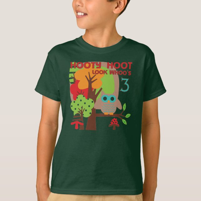 Lechuza 3 camisetas de cumpleaños y regalos (Anverso)