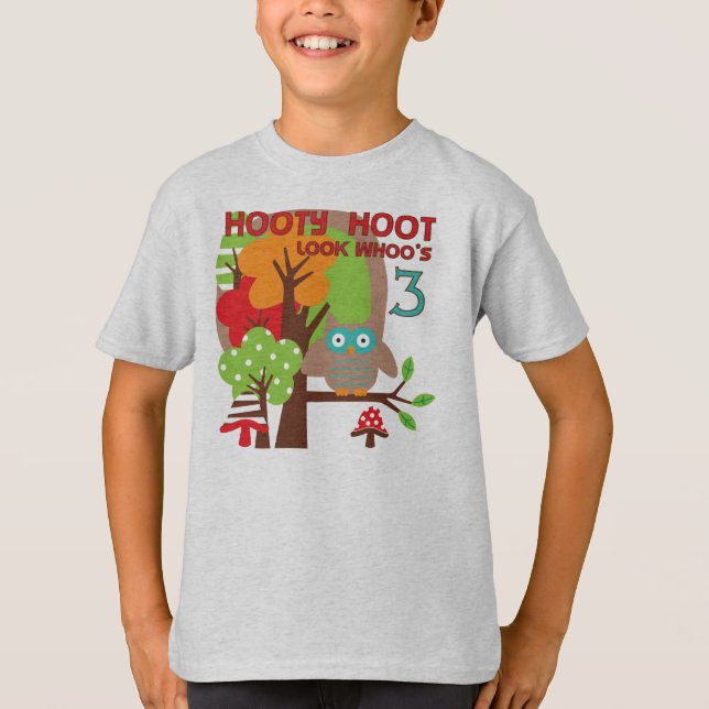 Lechuza 3 camisetas de cumpleaños y regalos (Anverso)