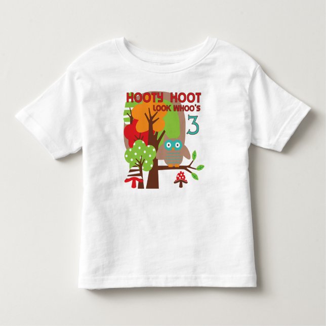 Lechuza 3 camisetas de cumpleaños y regalos (Anverso)