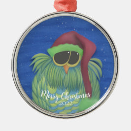 Lechuza Adorable con Ornamento Metalizado de Santa