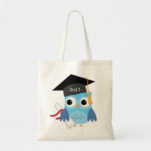Lechuza azul con Diploma Clase de Graduación Bolsa (Frente)