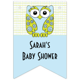 Lechuza Baby Shower en un cartel de árbol/azul y c
