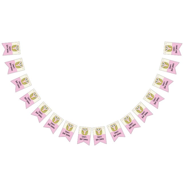 Lechuza Baby Shower en un cartel de árbol/rosa y c (Todo)