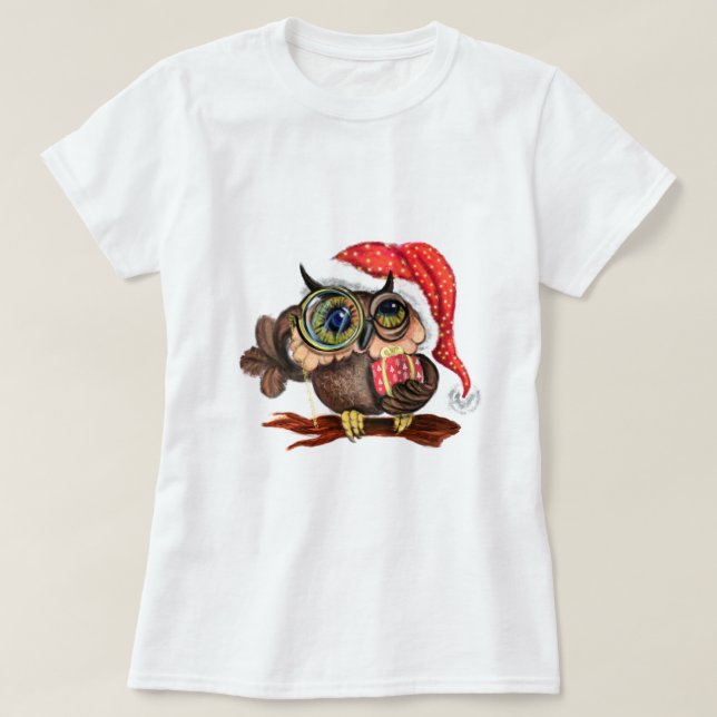 Lechuza bebé camiseta con regalo para navidades (Diseño del anverso)