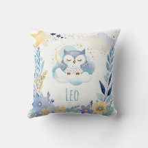 Lechuza Bebé Durmiente Boho Nombre Almohada De Enf