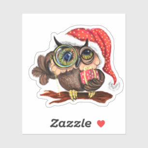 Lechuza Bebé En Navidades Pegatina Gorra