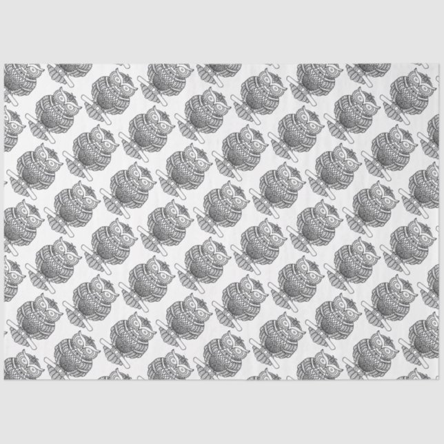 Lechuza (blanca) - Papel de tejidos (Anverso)