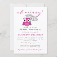 Lechuza con invitación a Parasol Baby Shower