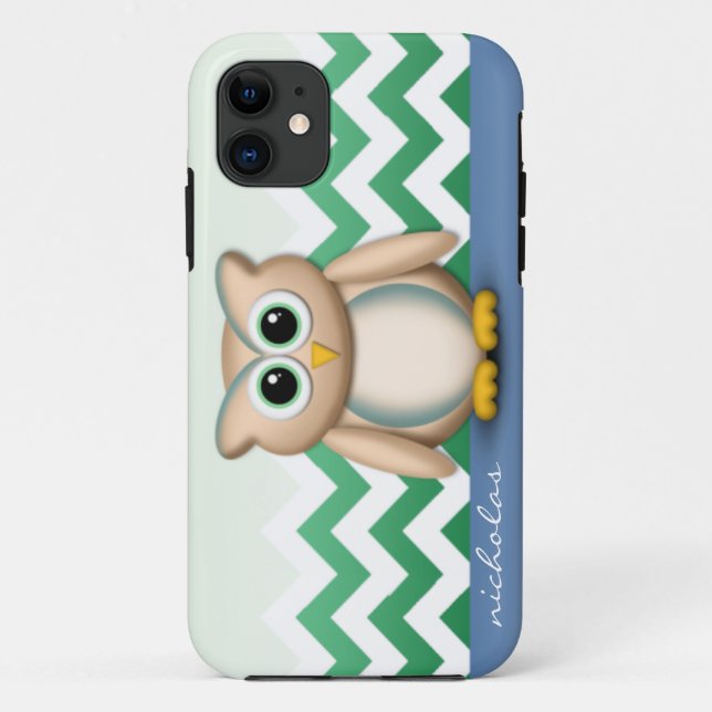 Lechuza Cuta - Funda para iPhone 5 de Chevron azul (Reverso)