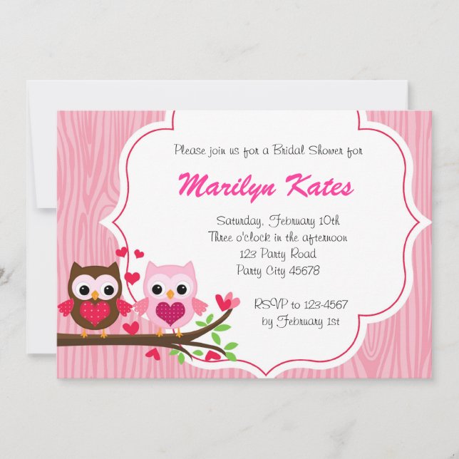 Lechuza de amor en la rama Invitación (Anverso)
