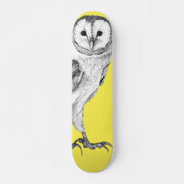 Lechuza De Barn - Dibujo En Skateboard De Pluma Ne