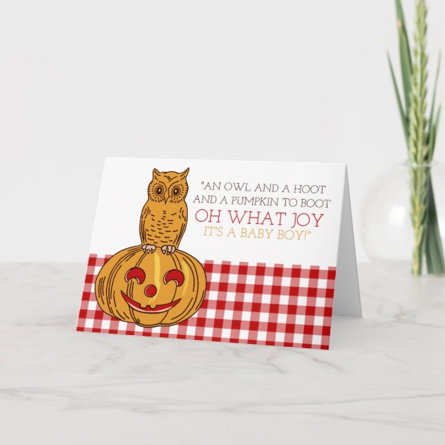 Lechuza de calabaza y Gingham es una Invitación de (Anverso)