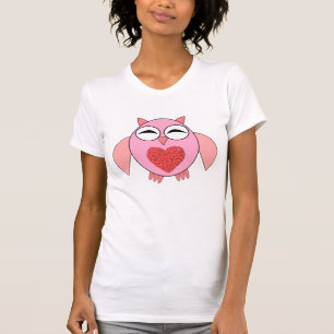 Lechuza De Corazón De Amor Rosa T Camisa