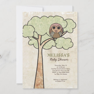 Lechuza de época en el árbol de la invitación del 