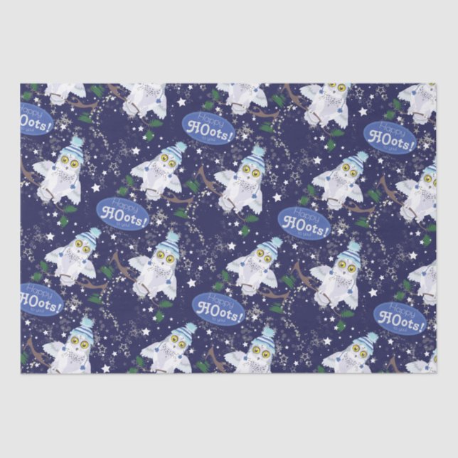 Lechuza de nieve con papel de Navidades Gorras (Anverso)