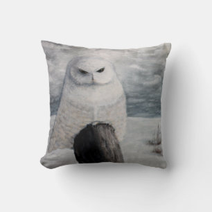 Lechuza De Nieve En El Cojín decorativo De Inviern