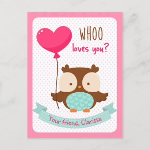 Lechuza Día de San Valentín niños con tarjeta (que