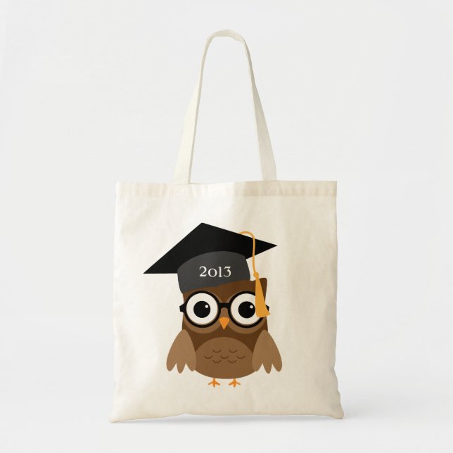 Lechuza Geeky con gafas y bolsa de graduación de g (Frente)