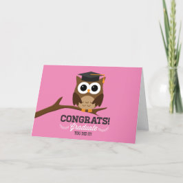 Lechuza graduada con tarjeta de felicitaciones ros