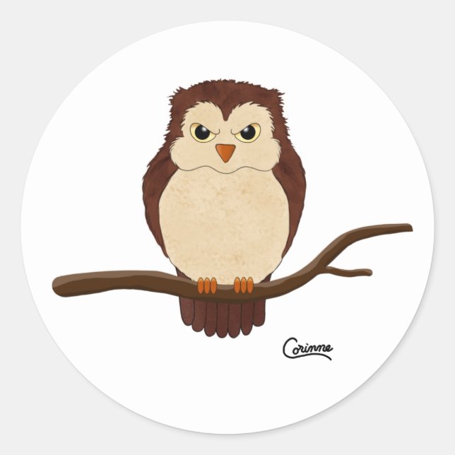 Lechuza gruñón - Pegatinas de sobres (Anverso)