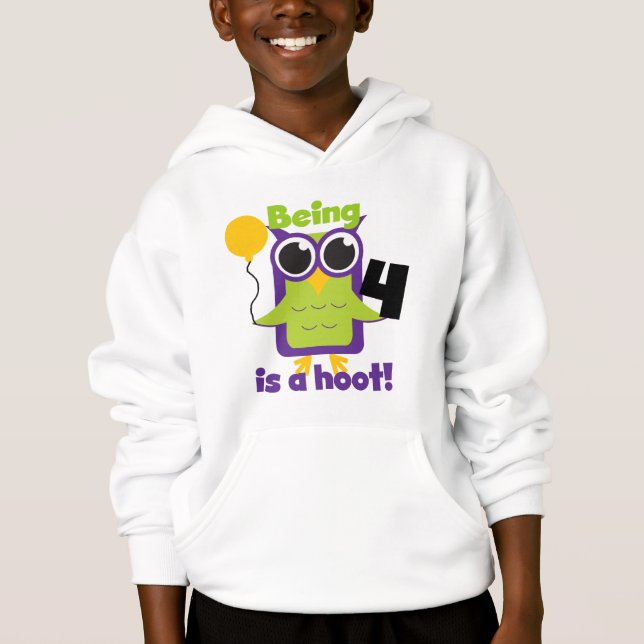 Lechuza Hoot 4º cumpleaños camisetas y regalos (Anverso)