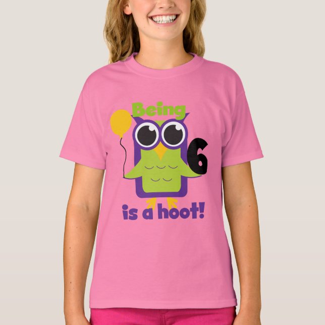 Lechuza Hoot 6ª camisetas de cumpleaños y regalos (Anverso)