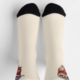 Lechuza ligera beige con calcetines Gorra de Navid